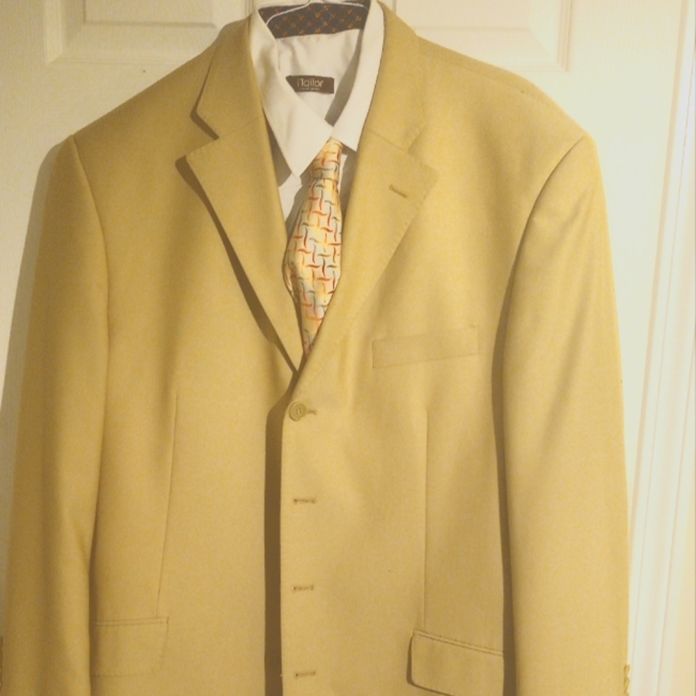 Men's khaki dress coat.